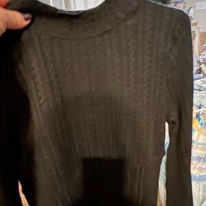 Free People Black Cable Knit Sweater